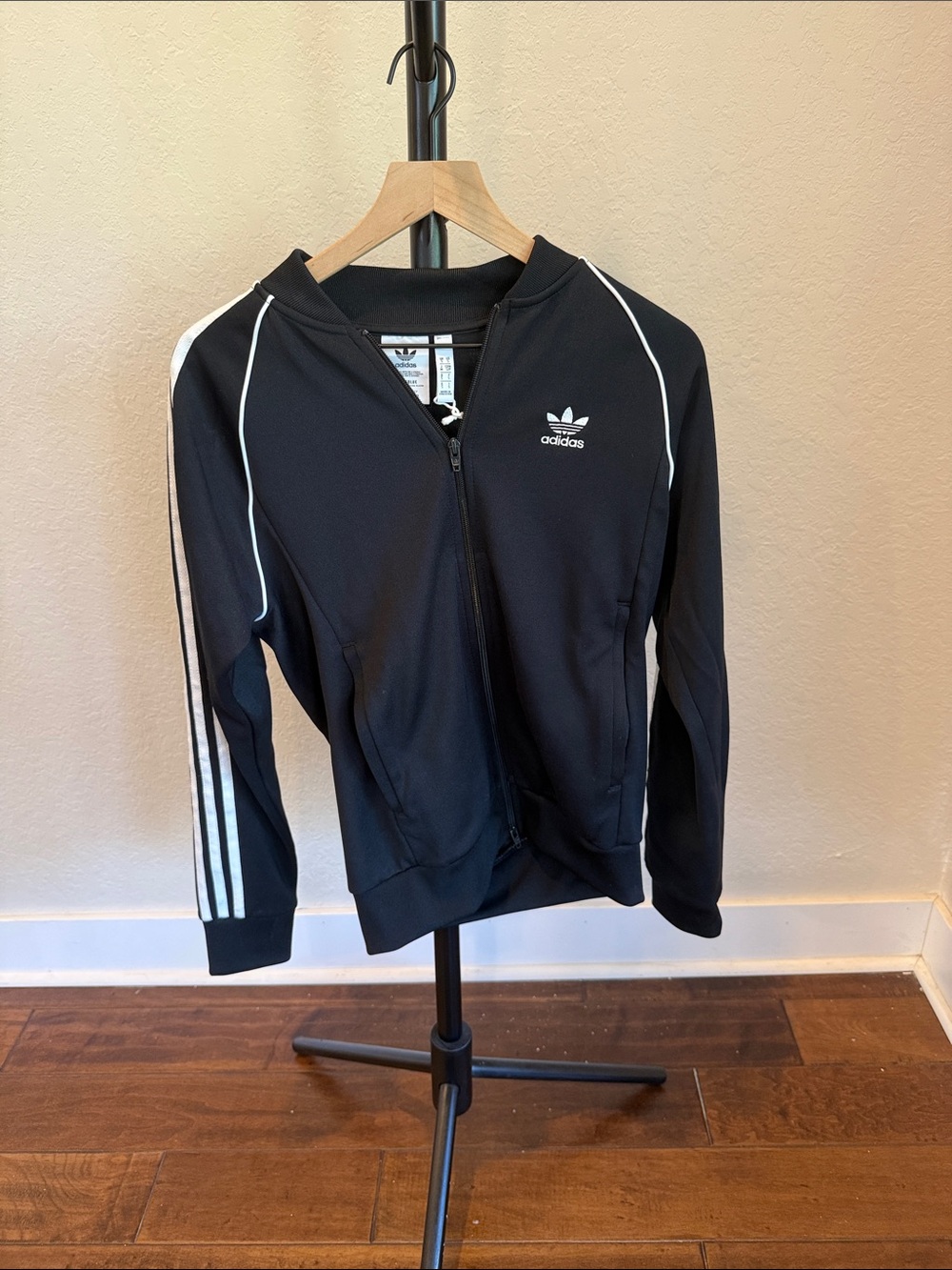 adidas Black Performance Track Jacket with White Stripes